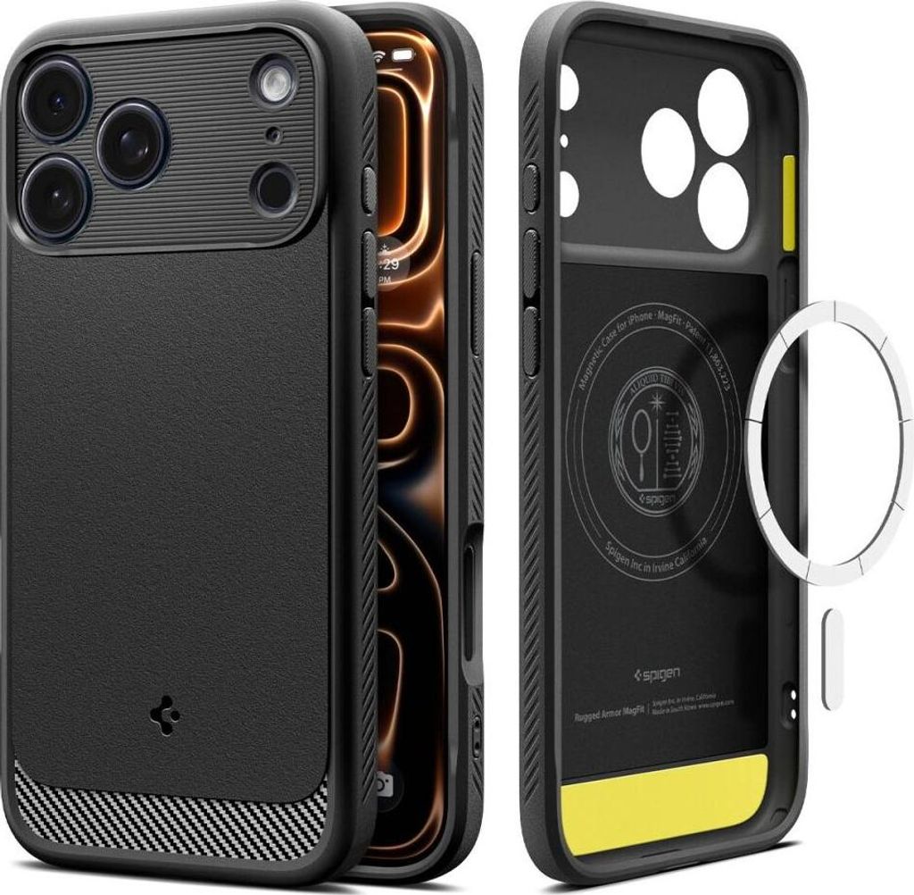 Spigen Rugged Armor Mag magnetisch Hlle Kompatibel mit iPhone 17 Pro Max Mattschwarz