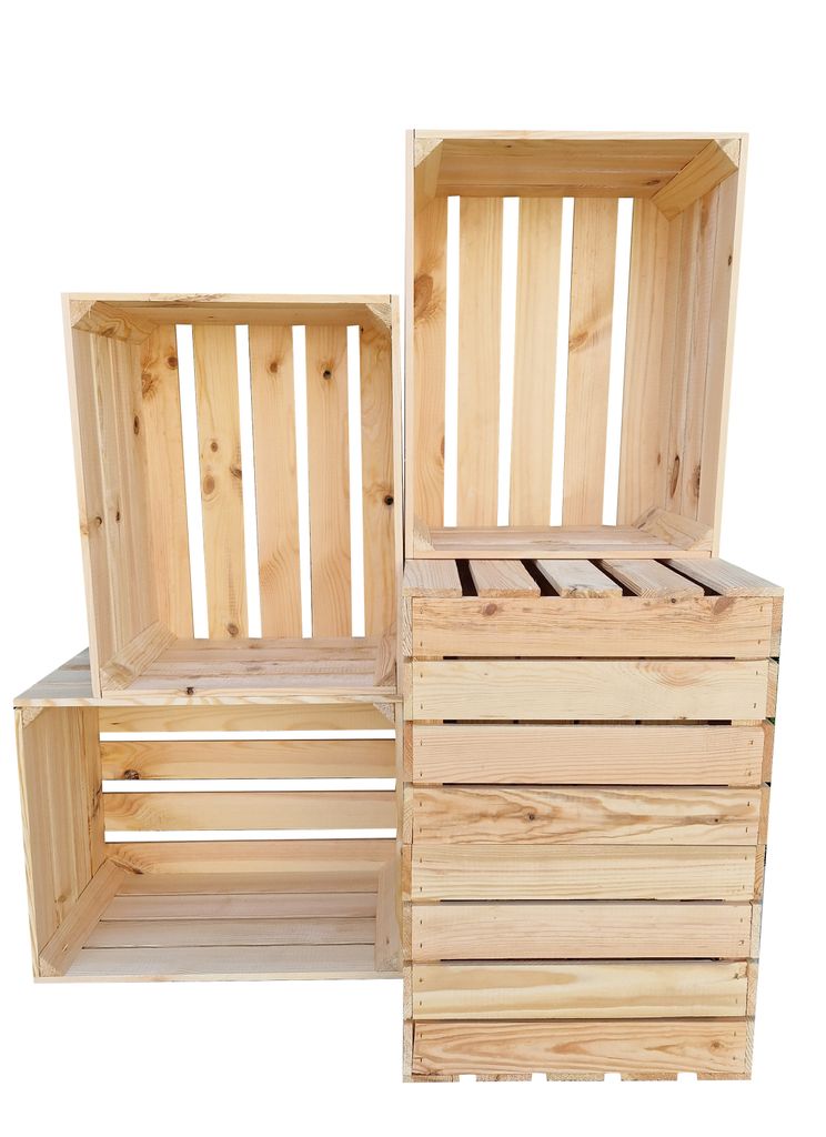 Holzkiste 50x40x30 cm 6er Set - Obstkiste Weinkiste als Schuhregal Möbelbau DIY - Massivholz stabil
