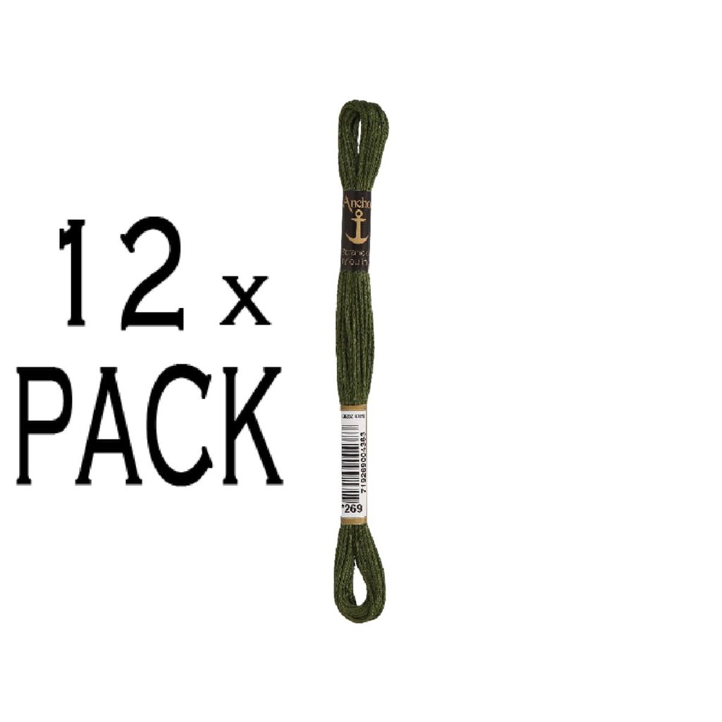 12x Anchor Sticktwist 8m, wachholder dkl, Baumwolle, Farbe 269, 6-fädig, VPE