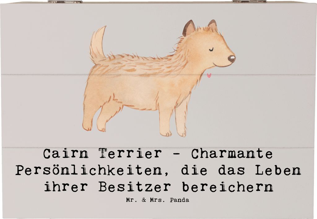 Mr. & Mrs. Panda Geschenkbox Cairn Terrier 22 x 15 cm - Grau Pastell - Geschenk, Box, Hunderassen Vielfalt, Erinnerungsbox, Familienhund, liebenswe...