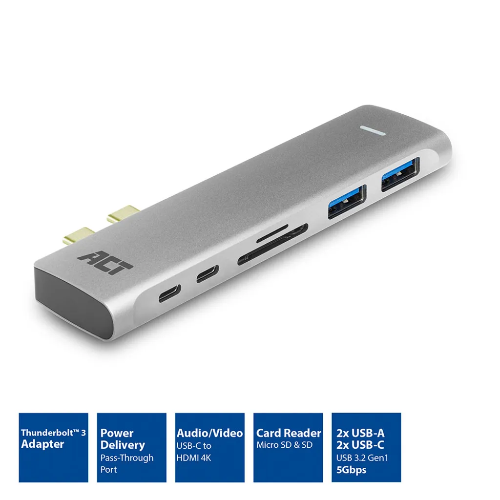 Adaptateur Multiport 4K HDMI avec Hub USB et DP Loop-through ACT AC7025