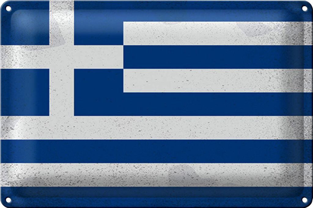 Blechschild Flagge Griechenland 30x20cm Flag Greece Vintage