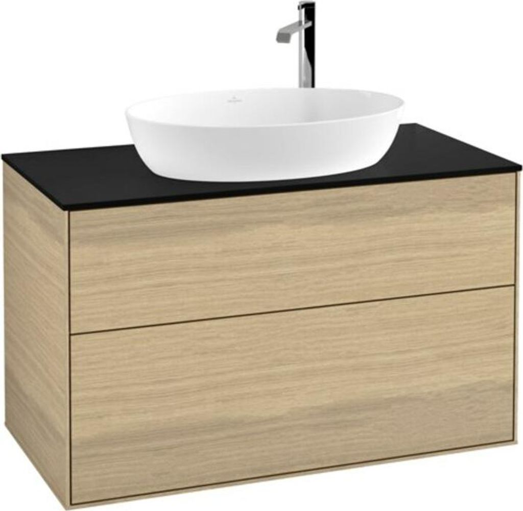 V&B Waschtischunterschrank Wandbeleuchtung Finion 100x60,3cm, Abd.-Pl. bla m, Oak Veneer
