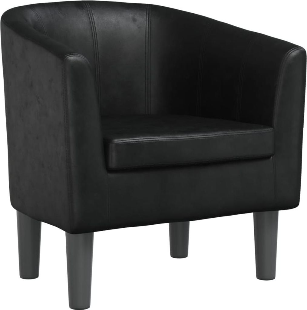 Sillón de club negro de vidaXL, tapizado en cuero sintético Imagen del producto 