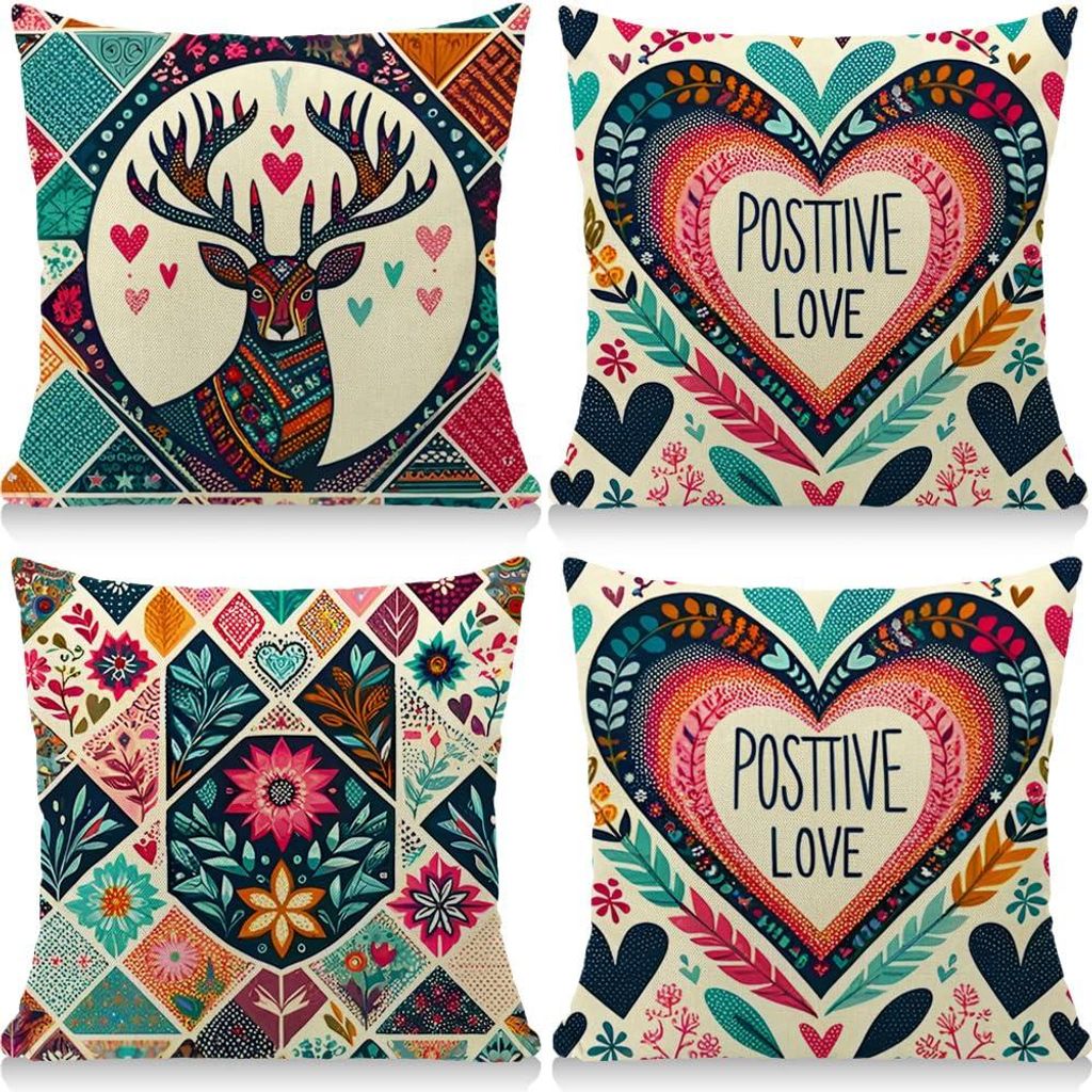 Kissenbezug 45x45 cm, Leinen, Outdoor-Kissen, Boho-Dekoration für Garten und Balkon