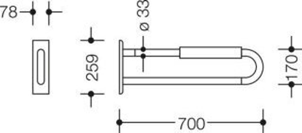 HEWI 801.50B311 97 Wandstützgriff Ser 801, matt,