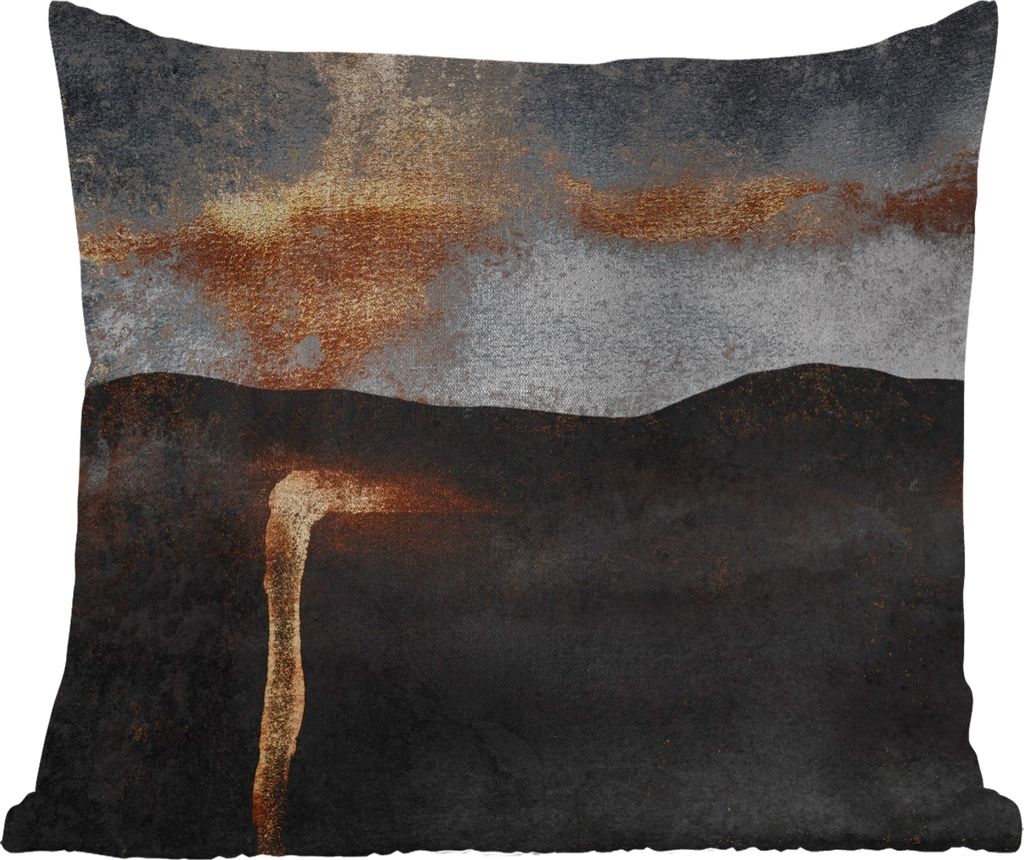 MuchoWow Outdoor Kissen - Abstrakt - Gold - Chic - Schwarz - Grau - 50x50 cm - Wetterfest - Lounge Kissen - Komfortabel - Kissen mit Bild