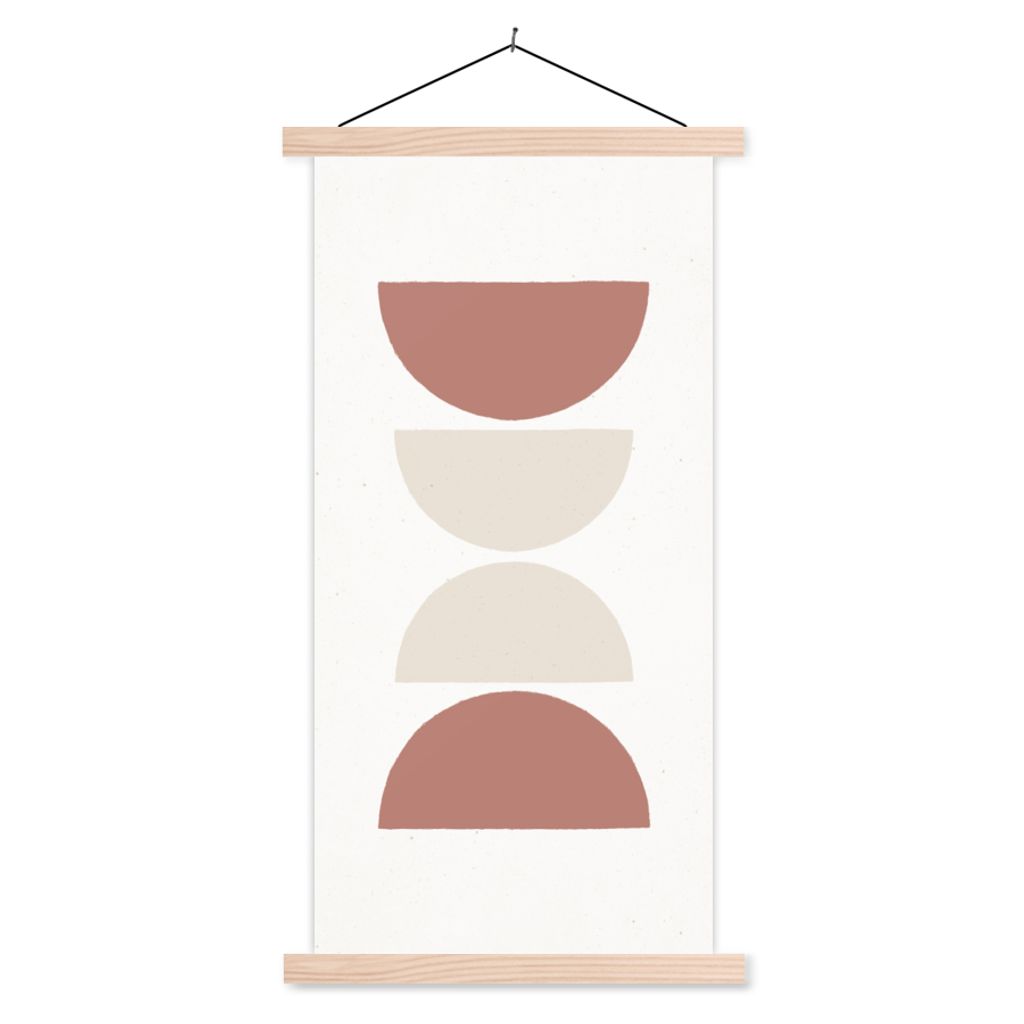 MuchoWow Textilposter Minimalismus - Pastell - Gestaltung 60x120 cm mit holzfarbenen Rahmen - Holz