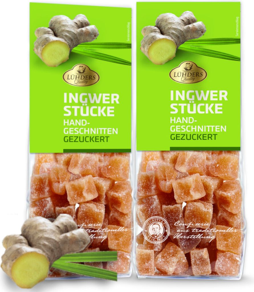 LÜHDERS - Ingwer Stücke gezuckert, 2er Set Produktbild 
