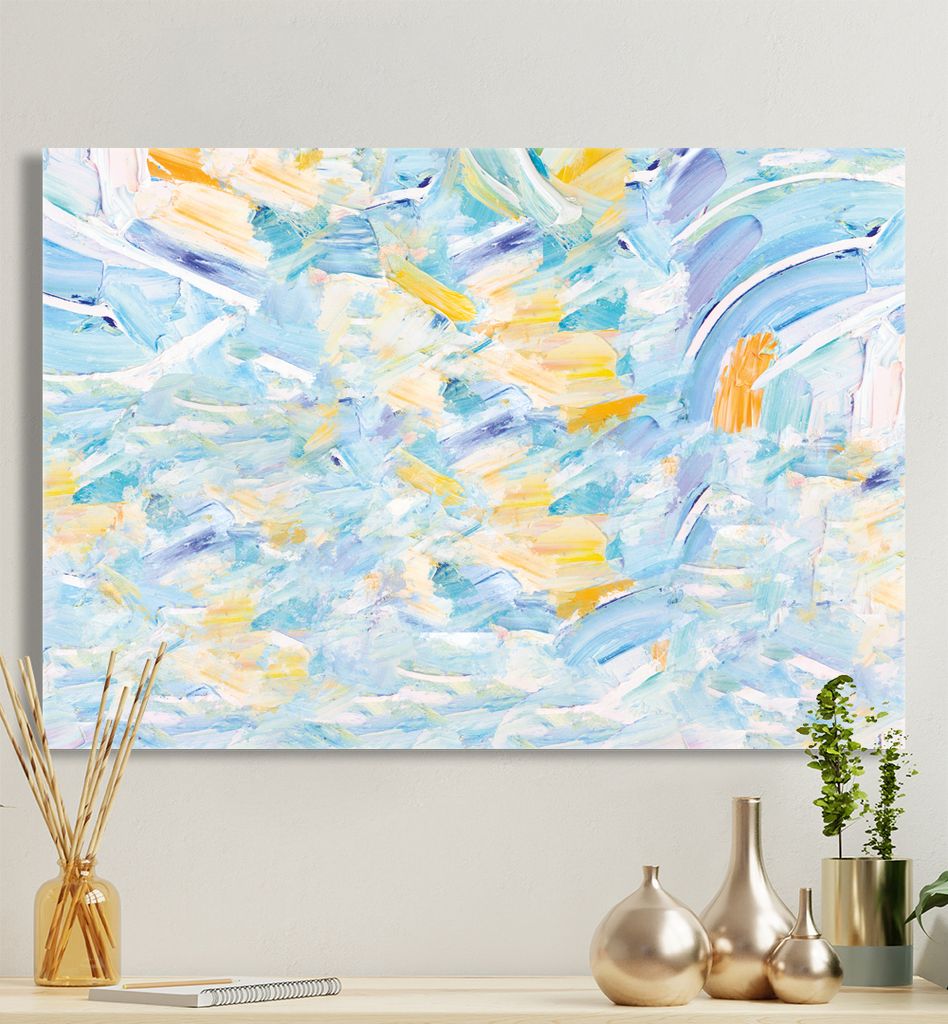 Leinwandbild Blaue Malerei quer, groesse_leinwand:40x60 cm