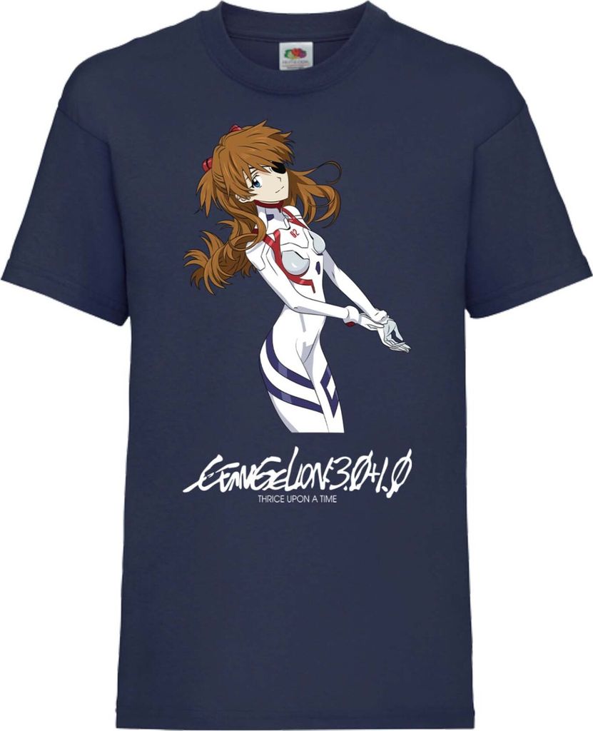 Kinder T-Shirt Evangelion Asuka Langley Soryu Evangelion Asuka, 7-8 Jahr - 128 / Dunkelblau