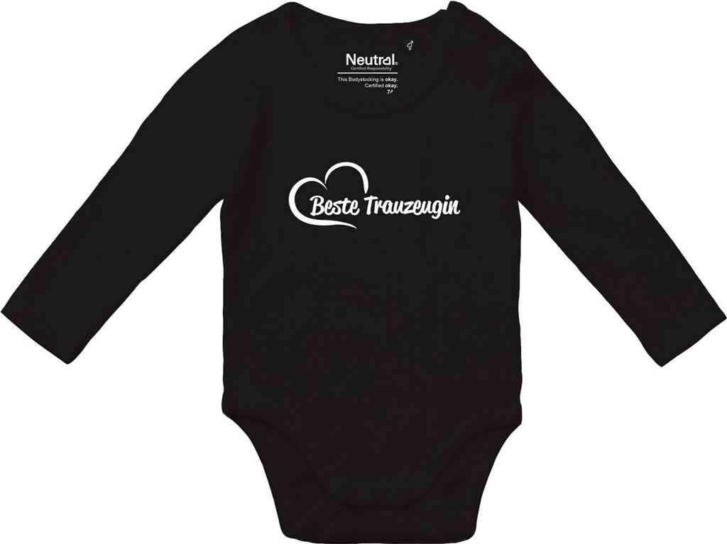 Huuraa Baby Body Beste Trauzeugin Herz 74 Black Baumwolle Fairtrade Langarmbody Geschenkidee