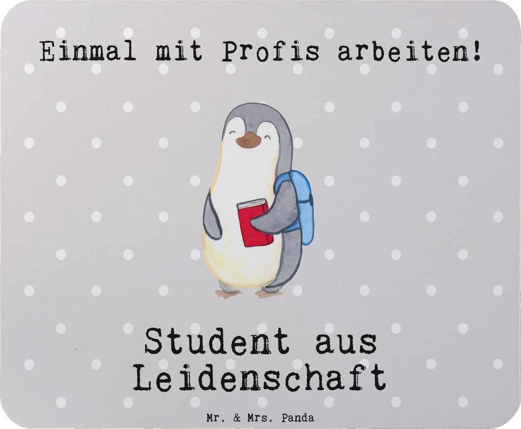 Mr. & Mrs. Panda Mauspad Student Leidenschaft - Grau Pastell - Geschenk, mousematte, Mouse Pad, Mousepad, laptop, pc mausunterlage