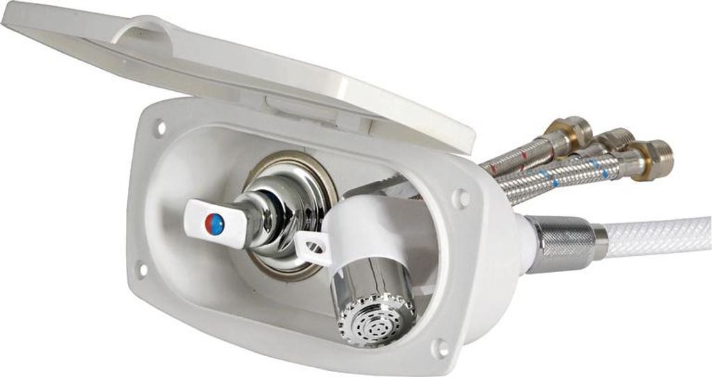 Duschbox mit weißem PVC-Schlauch 2,5 m Querauslass - Osculati 15.257.20