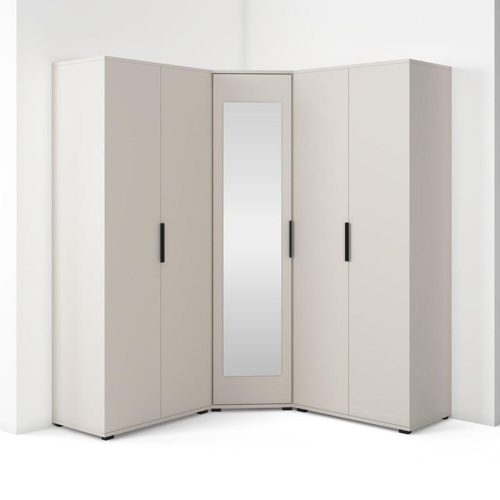 Eckschrank Napoli Version 9, Kleiderschrank mit Spiegel, Produktbild 