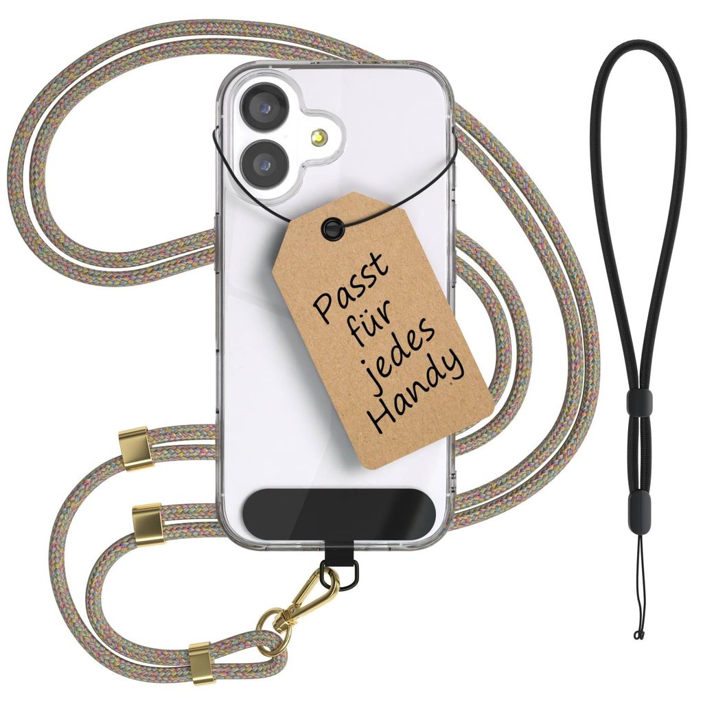EAZY CASE Handykette Universal für jedes Smartphone, Handyband zum Umhängen mit kleinerem Einlege-Pad, Crossbody Kette in Bunt