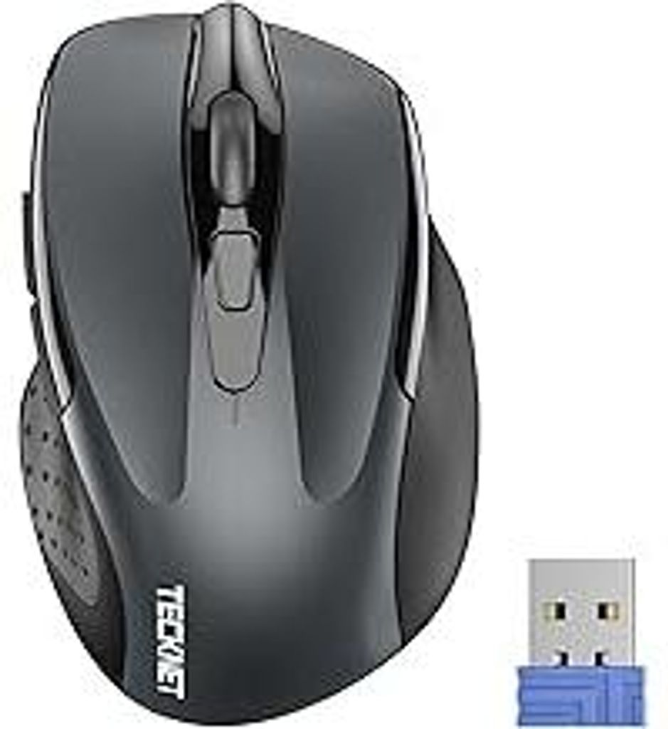 TECKNET Kabellose Maus, 2.4G Optische Funkmaus mit USB Empfänger, 2600 DPI, 24 Monate Akkulaufzei, Ergonomisches Design Wireless Mouse Kompatibel ...