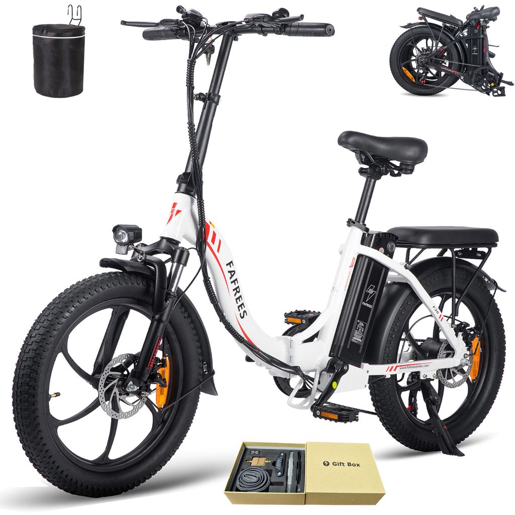 Elektrofahrrad Rostfreie Aluminiumlegierung 36 V 18 Ah 648 Wh Wasserdicht IP54 bis zu 100 - 130 km E-bike klapprad 20 zoll mit 7 Gang, Weiß