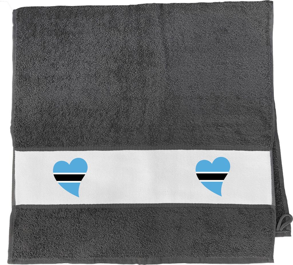 Huuraa Handtuch Botswana Flagge Herz 50x100cm Graphite Baumwolle Handtuch Geschenkidee