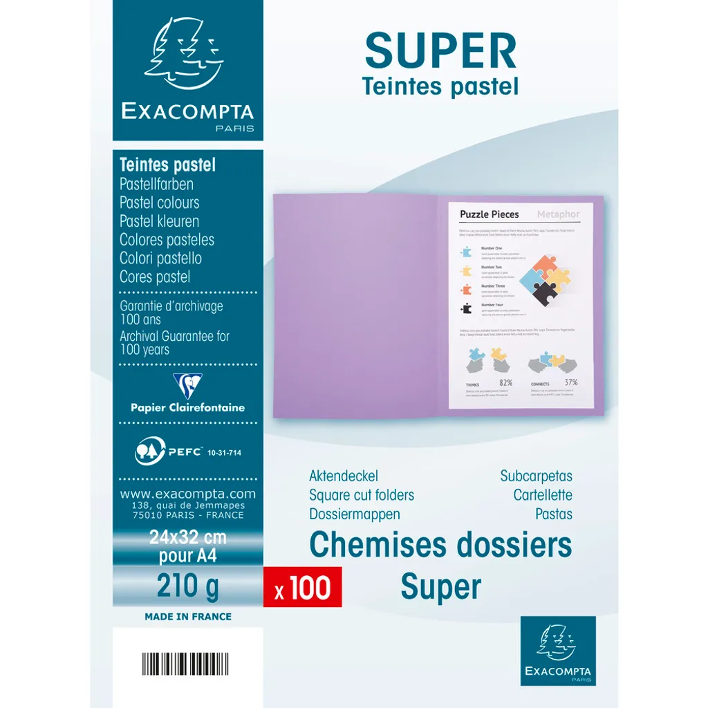 Dossiers de Classement Rose 24x32 Exacompta pour Archives Bureau - 5