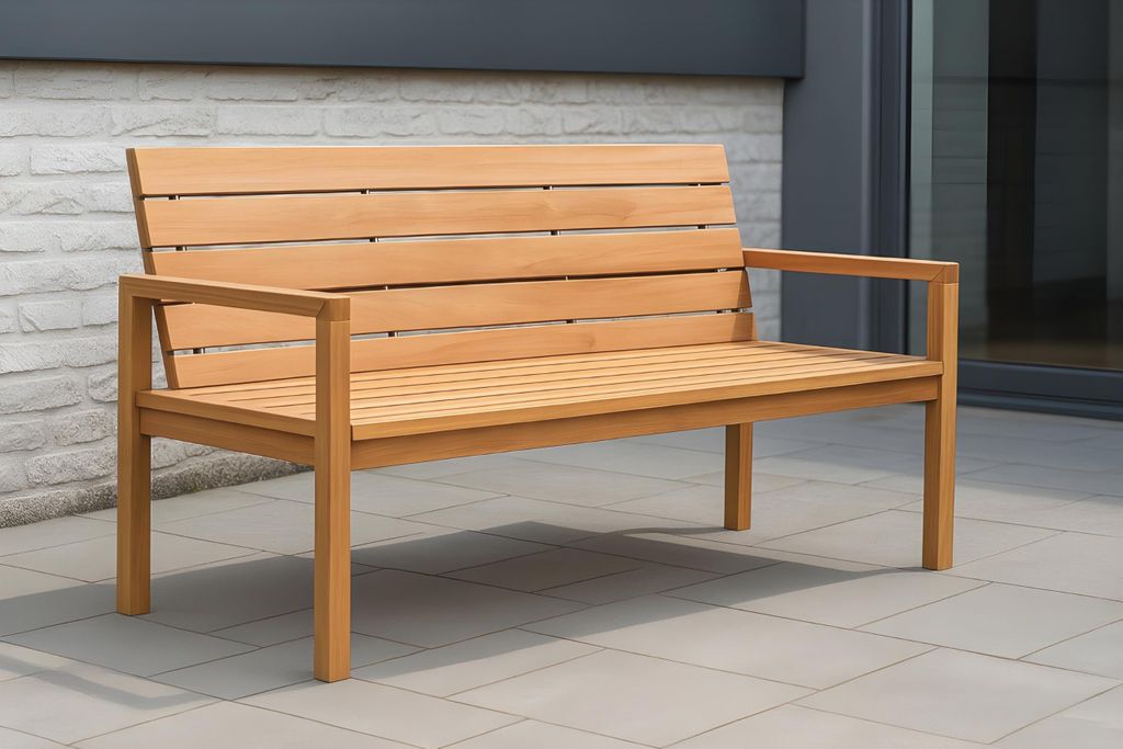 3-Sitzer Gartenbank Freetown | Teakholz massiv | 180 x 68 x 95 cm | Holzbank mit Rückenlehne | wetterfeste & Pflegeleichte Bank für Garten, Terra...