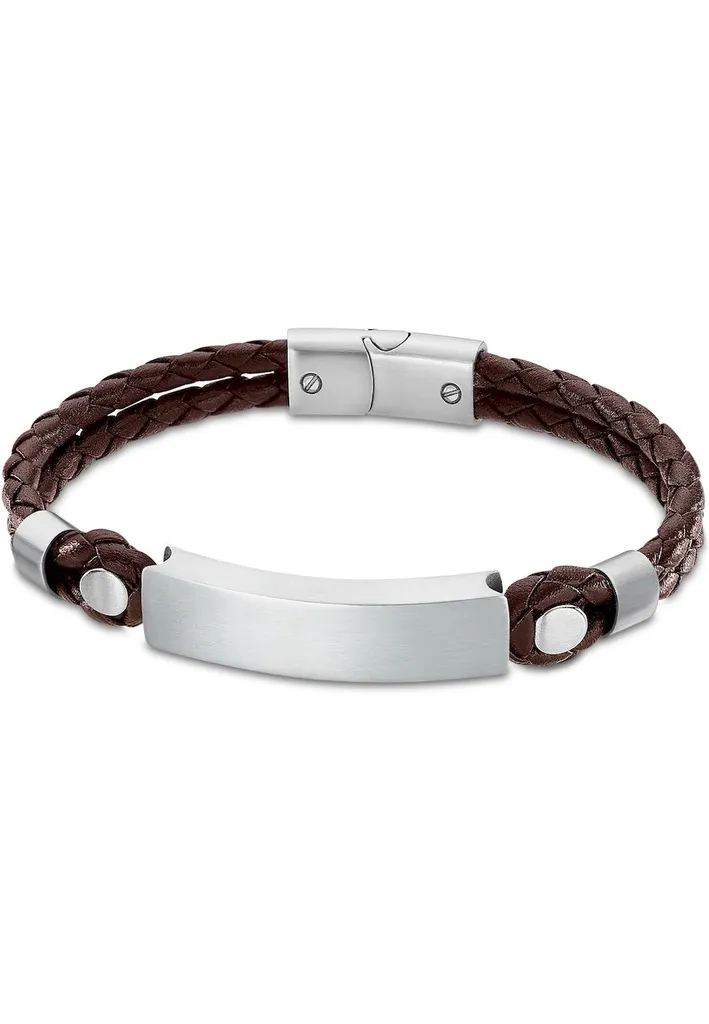 Nuovo Bracciale Lotus LS2103/2/1 Uomo Pelle Marrone e Acciaio 22cm