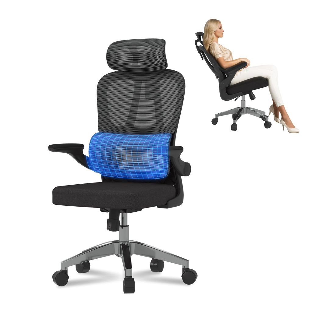 FLEXISPOT Ergonomischer Bürostuhl, 2D-Kopfstütze, Adaptive Lendenstütze, verstellbare Rückenlehne, Atmungsaktiver Netzstoff, höhenverstellbar,...