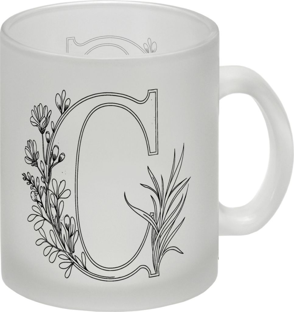Floral Buchstabe C Glas Tasse zum Ausmalen für Kunstliebhaber