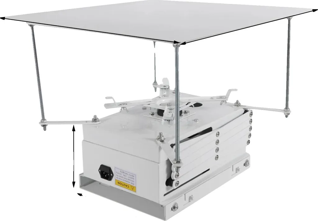 Vérin de projecteur blanc 50x50 cm motorisé pour plafonds hauts 1m