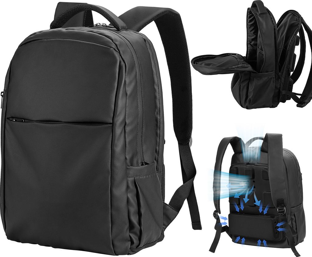 Lixada Rucksack mit Kš¹hlventilator, 3 verstellbar, winddicht, Reise-Tagesrucksack mit USB-Anschluss, l?ssiger Laptop-Rucksack fš¹r Ausflš¹ge...