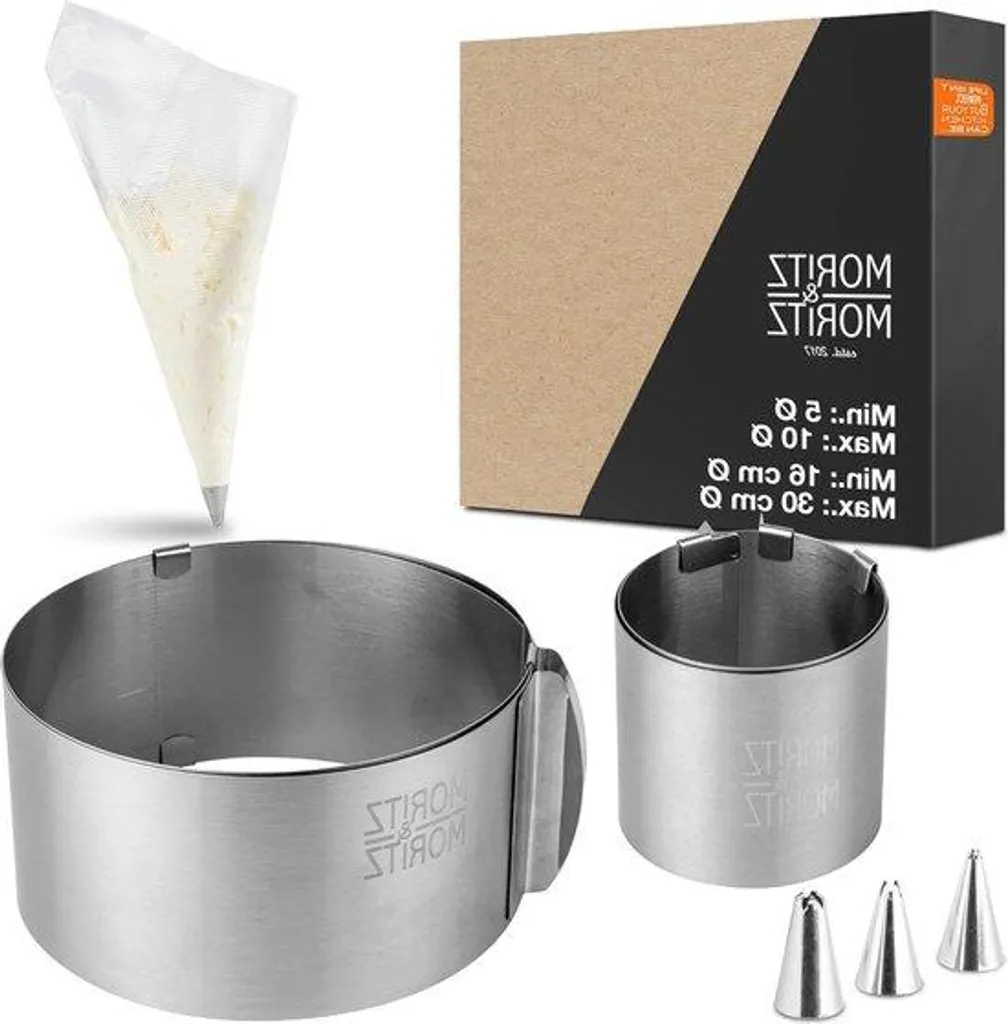 Cadre inox extensible pour cuisson avec lot de 10 poches à douille pro