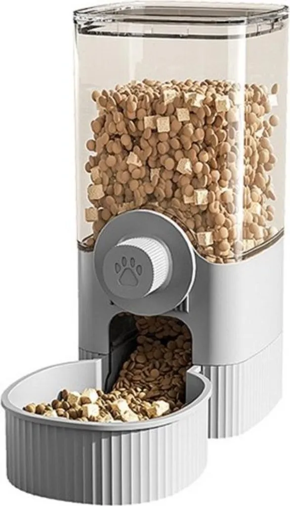 INF Distributore Automatico Cibo per Cani e Gatti da Gabbia 1200ml Grigio