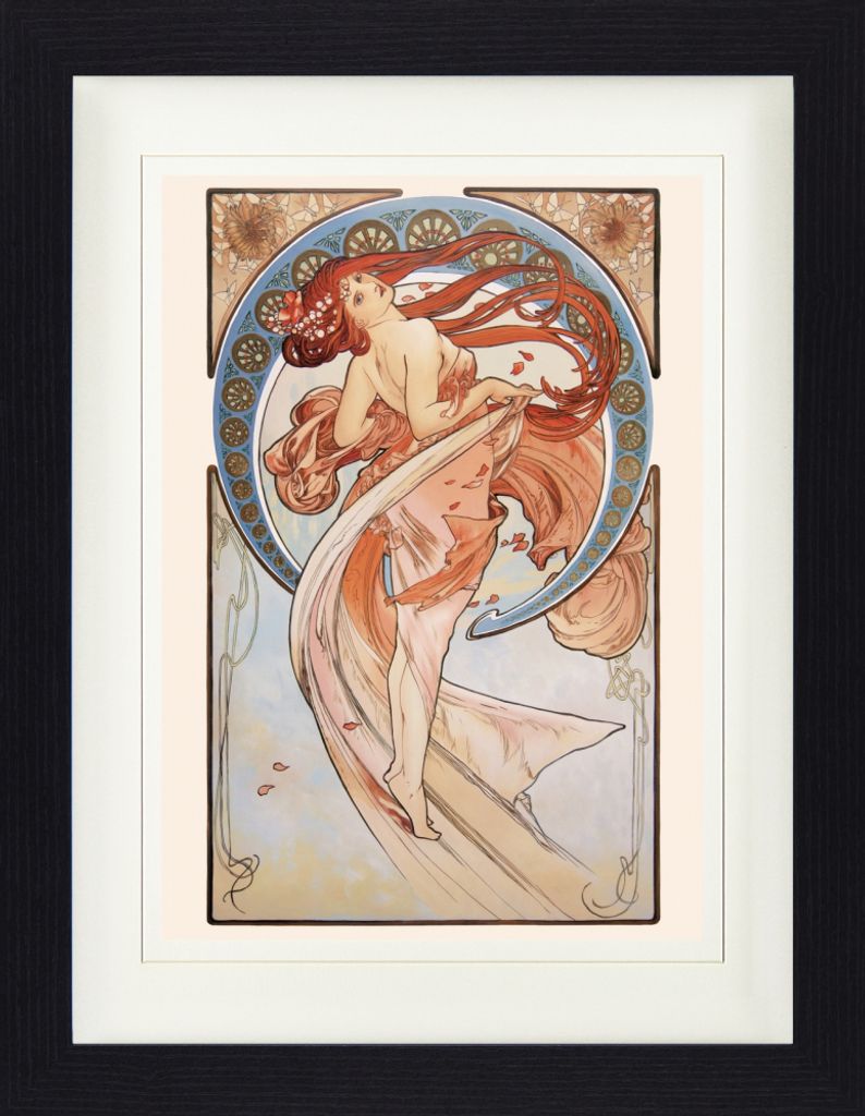 Alphonse Mucha Gerahmtes Bild Mit Edlem Passepartout | Wand-Bilder | Im Bilderrahmen - Der Tanz, 1898 (40 x 30 cm)