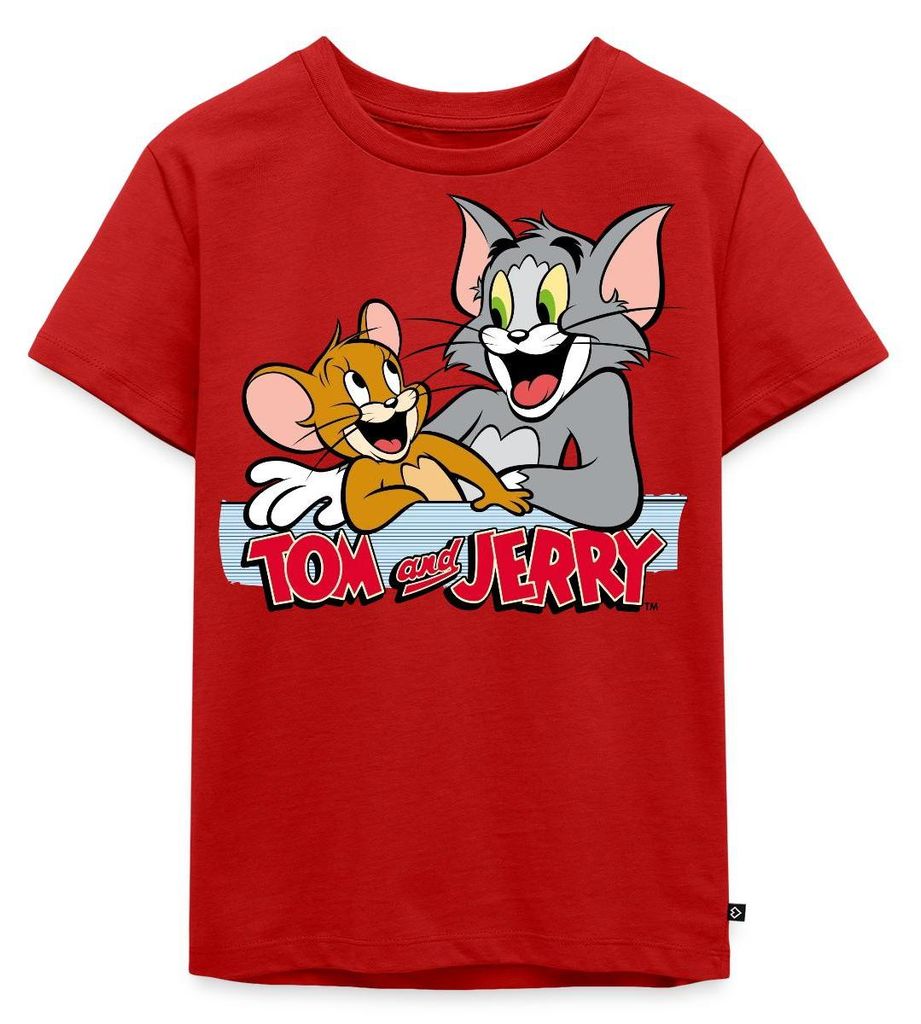 Spreadshirt Tom Und Jerry Fröhliche Freunde Kinder Premium T-Shirt, 110/116 (4 Jahre), Rot