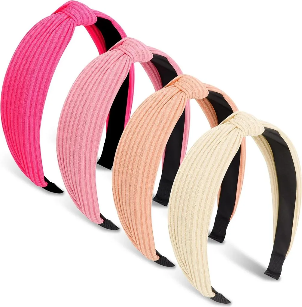 Bandeau Cheveux Anti-Glisse et Confortable pour Femme Lot de 4 Pièces