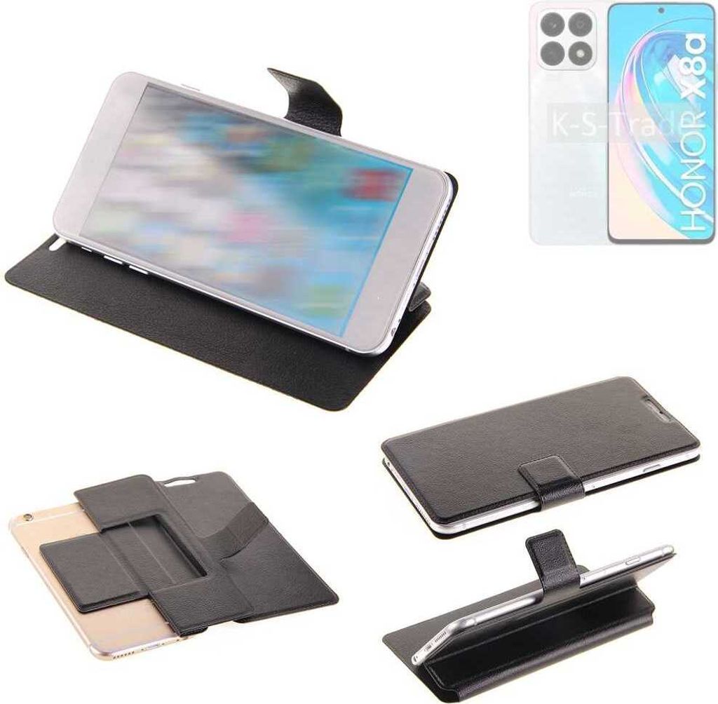 K-S-Trade Schutzhülle kompatibel mit Honor X8a 5G Schutzhülle Flip Cover Klapphülle Wallet Case Slim Handyhülle bookstyle schwarz