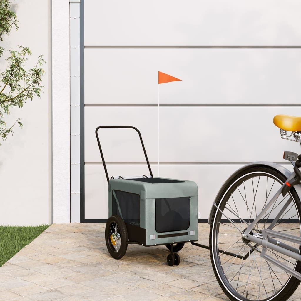 Design Möbel Fahrradanhänger Hunde Grau und Schwarz Oxford-Gewebe und Eisen - 2024 Neu