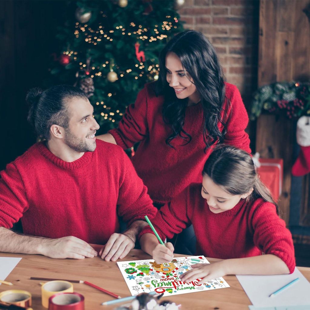 10er Set Weihnachtsmalunterlagen für Kinder - Papier Weihnachtsmotiv-Unterlagen - Weihnachts-Schneemann Tischunterlagen - Lustige Weihnachtsunterl...