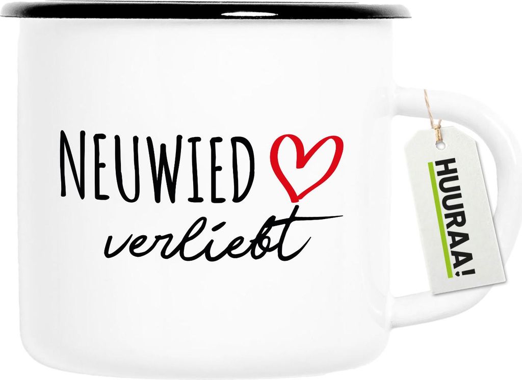 Huuraa Emaille Tasse Neuwied verliebt 300ml Vintage Campingbecher Geschenkidee