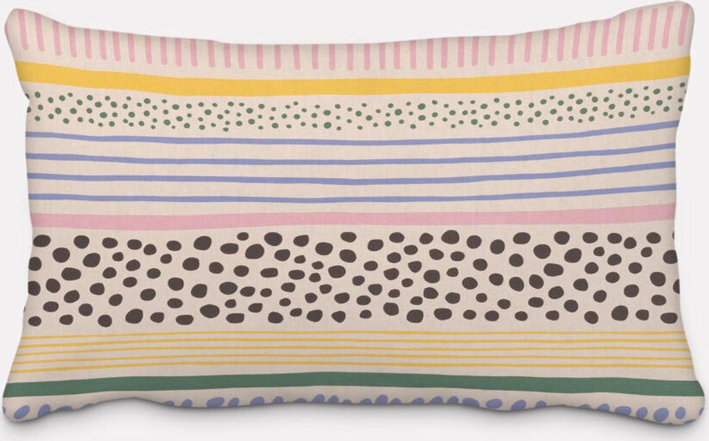SCHÖNER LEBEN. Kissenhülle Querstreifen Punkte Striche beige bunt Größe 40x60cm (HxB) 40x60cm (HxB) Größe