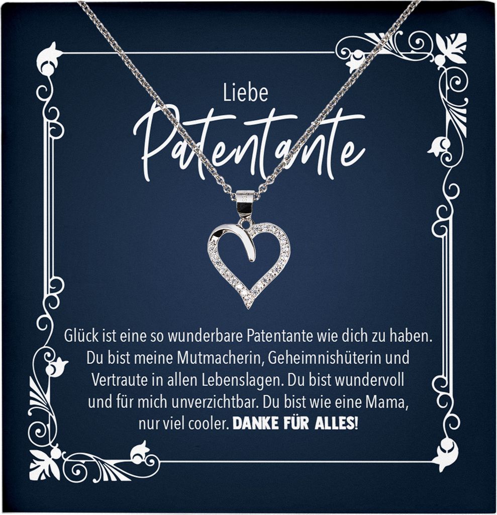 22Feels Echt Silber Halskette - Patentante Geschenk Frauen Schmuck Set Geburtstag Weihnachten - Herz Anhänger, Karte