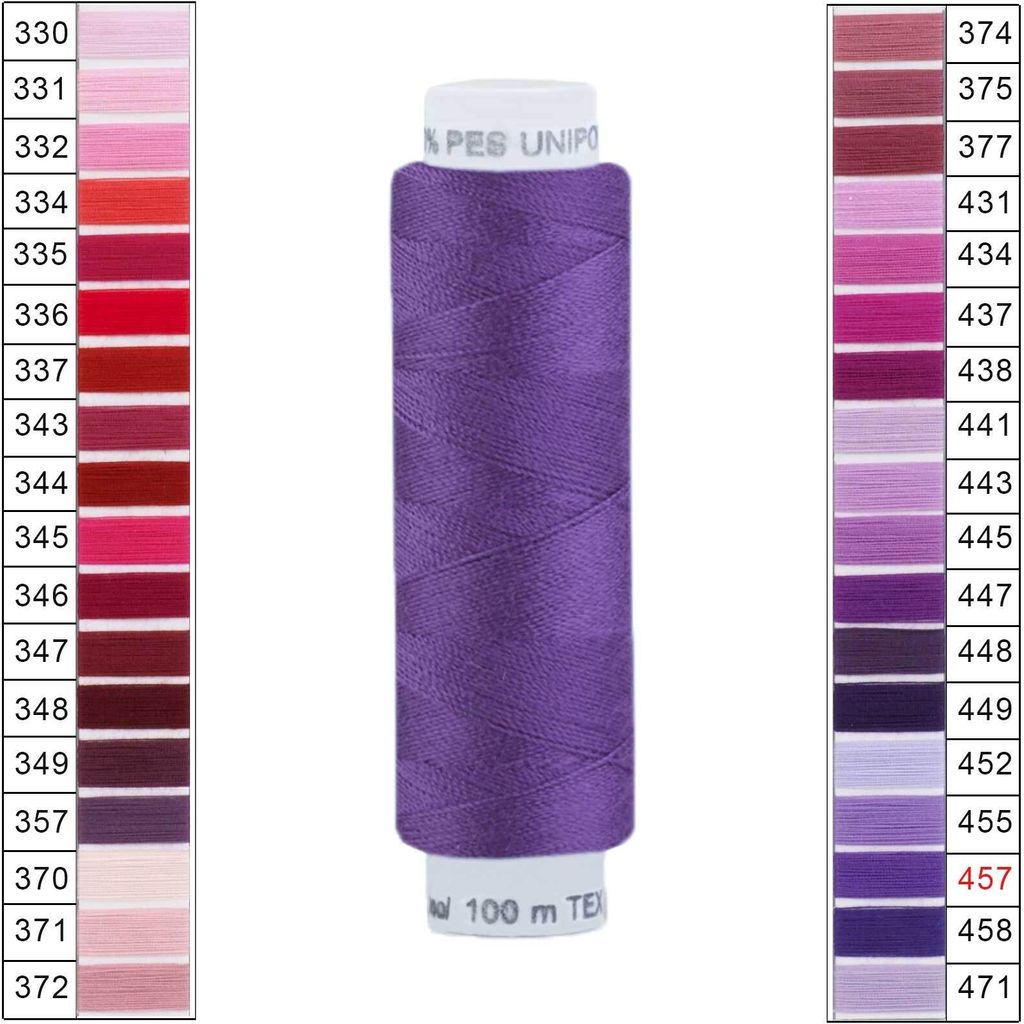 Nähgarn 100m Unipoly 120 Tex14x2 Polyester Nähfaden Nähmaschinengarn Farben 2v6 , Farbe:457