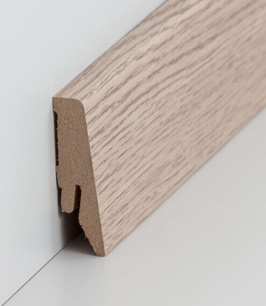 Sockelleiste MDF 18 x 58 x 2500 mm Eiche zum Kleben, Clipsen, Schrauben & Nageln MDF-Kern foliert Fußleiste by PROVISTON 12.5 Meter | 5 Stück