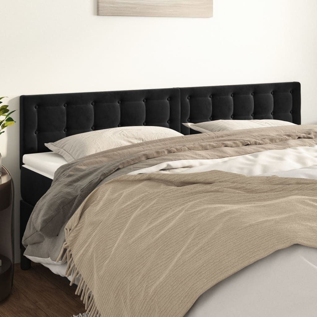 "Rabatt" Bettkopfteil modern - Kopfteil für Bette 2 Stk. - Schwarz 100x5x78/88 cm Samt - Kopfteile CC15636