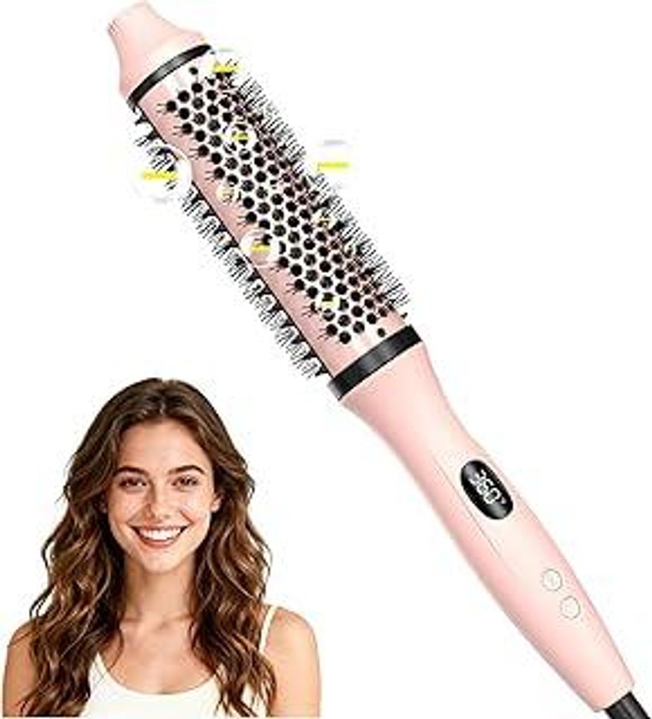 Bopcal Thermal Brush 3 in 1 - Thermobürste Rundbürste mit Digital Display, Ionische Lockenbürste Reduziert Frizz, Thermo Bürste für Glattes, V...