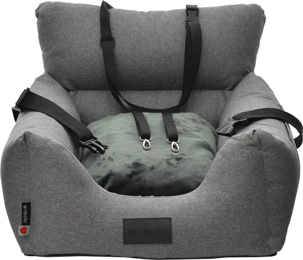 Panier de voiture pour chiens High Grey, lit de transport confortable