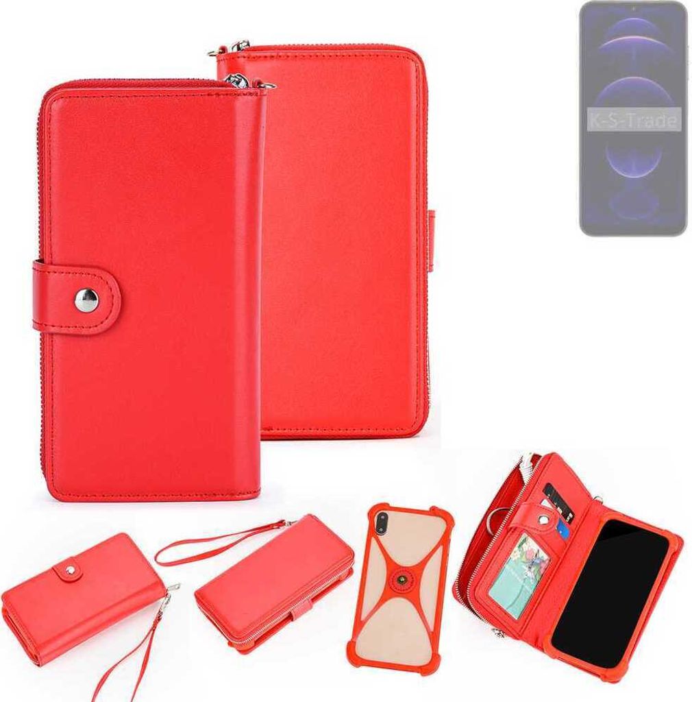 K-S-Trade 2in1 Schutzhülle Portemonnee Handyhülle mit Bumper kompatibel mit Hotwav Note 13 Pro Hülle Case Etui Geldbörse Smartphone rot (1x)
