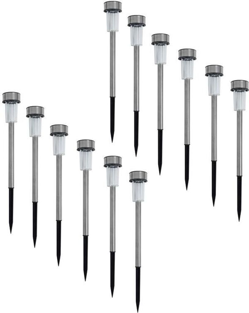 A collection of solar garden lights arranged against a white background.
