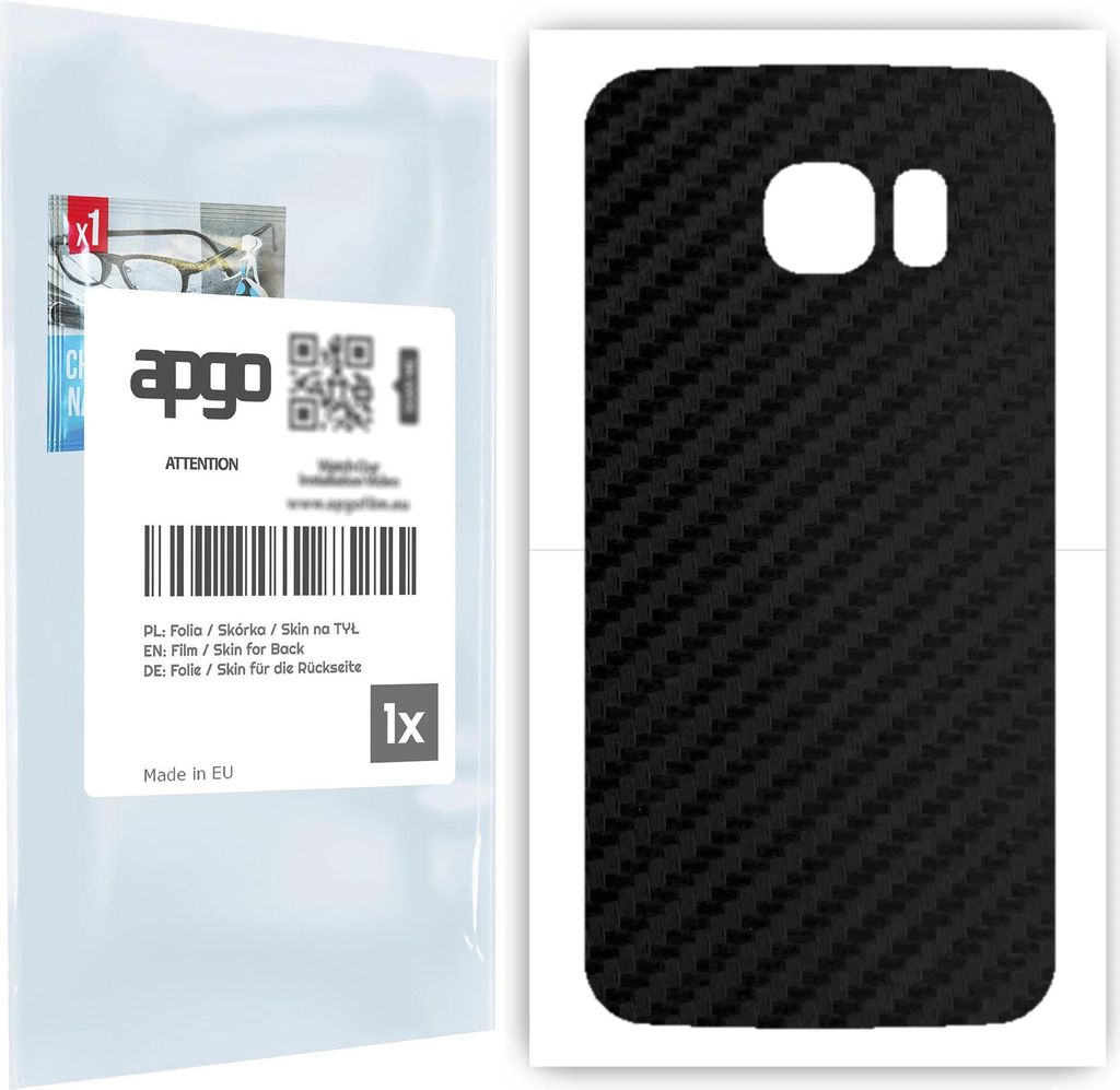 apgo Rückseite Schutzfolie für Samsung Galaxy S6 Edge SM-G925F - Hinten Schutzfolie Carbon, Rückseite Folie schützt vor Kratzern und Fingerabdr...