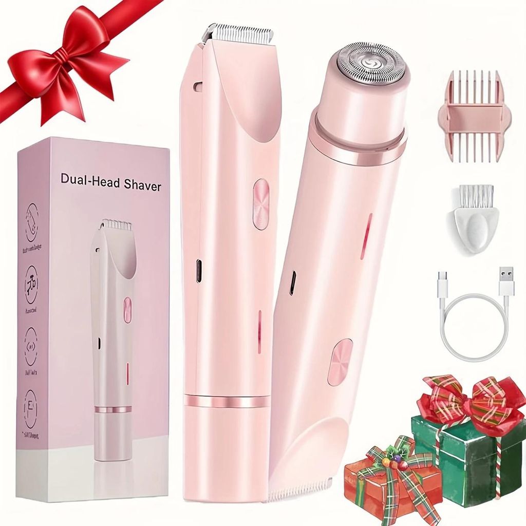 Intimrasierer für Frauen, 2-in-1 Dual Head, elektrisch, USB-Aufladung, IPX7 wasserdicht,für Gesicht,Körper & Bikini (Rosa),ideal für den Intimb...